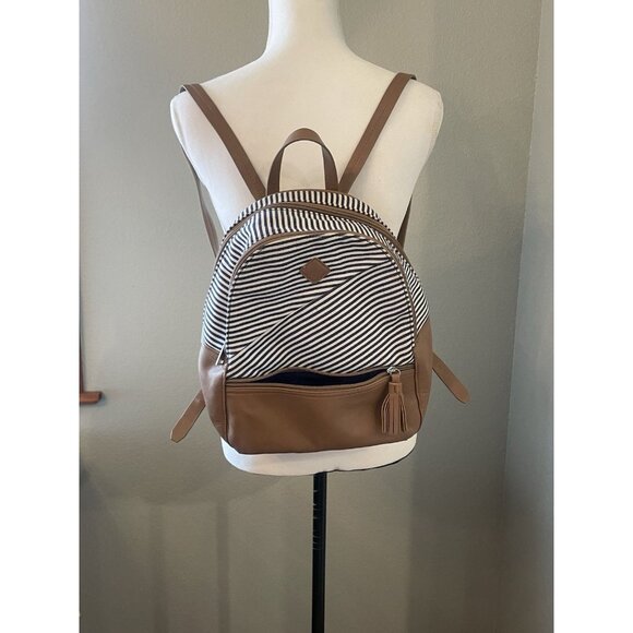 Claire's Handbags - Y2K Mini Backpack Purse Bag Nautical Stripes Tassle Beach Coastal Vacation